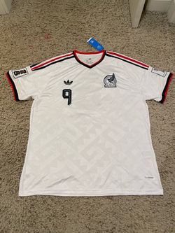 New! Adidas Mexico World Cup 2026 Away Jersey, Size 4XL (Slim Fit), Raul #9, White, FIFA