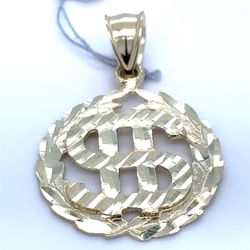 10Kt Yellow Gold Round Dollar Sign Pendant 3.10g 200226/47