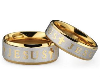 Jesus Cross Ring Gold Silver Stainless Steel - Sizes 6-13 NEW