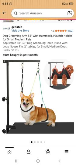 Dog Grooming Arm 35" with Hammock, Haunch Holder for Small Medium Pets