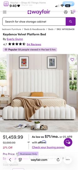 Kaydence velvet queen size bed