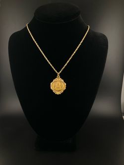 14k Gold - DUAL SIDE D JESUS FENDANT