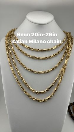 14K true Italian milano chain. 6mm 20in -26in brand new. in stock