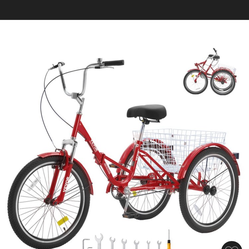 Folding Adult Red  Trike 26”  tricycle