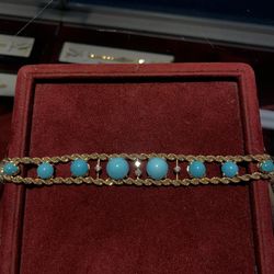 Turquoise 14 K Gold Bracelet 