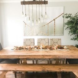 Custom Built Dining Table Solid wood Farmhouse Set Modern Rustic Bench Country Oval Round Counter Breakfast Height  Farm House 