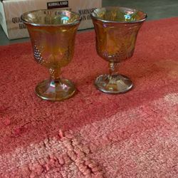 2 Vintage Carnival Glass Cups 