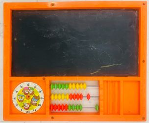 Kids 2-Sided Chalkboard Abacus & Clock-1st Math, Counting & Time Learning Tool!