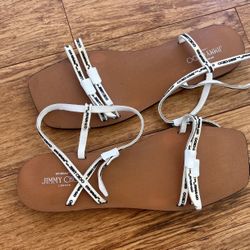 Jimmy Choo Off White Zip Tie Sandal