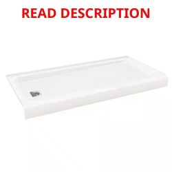 White Rectangular Shower Base with Drain