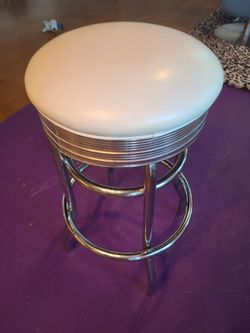 Retro Stool White & Silver 29" Tall