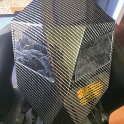 LED Knight Backpack,Motorcycle Helmet Bag Hard Shell Laptop Bag DIY Dynamic Pixel Storage Bag for Riding Travelling,Carbon Fiber Design
