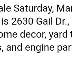 YARD SALE 3/14/26 8AM GOLF CLUBS AUTO FURNITURE ETC