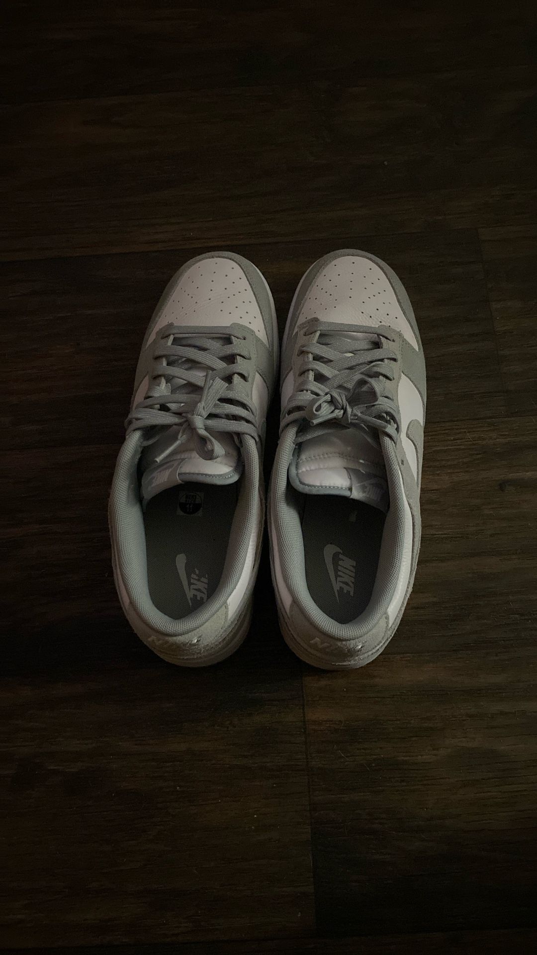 Grey and white nike dunks