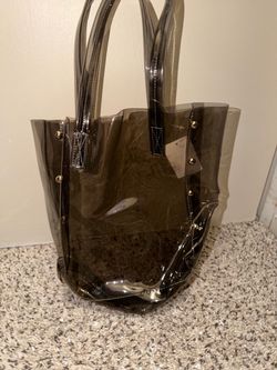 Smoke Clear PVC Tote Bag with Gold Studs