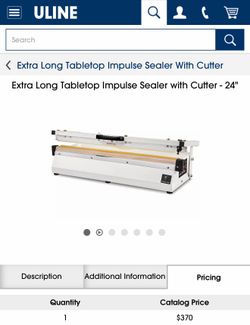 Extra Long Tabletop Impulse Sealer with Cutter - 24"