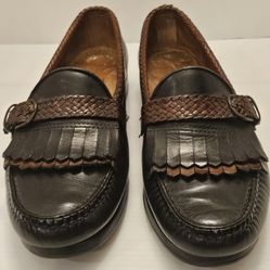 ALLEN EDMONDS "Monterey" Black Brown Leather Men's Moccasin Shoes Size 9 D