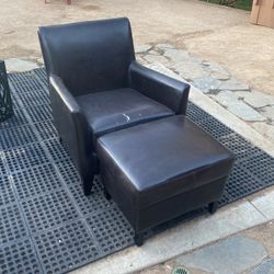 Leather Chair and Ottoman