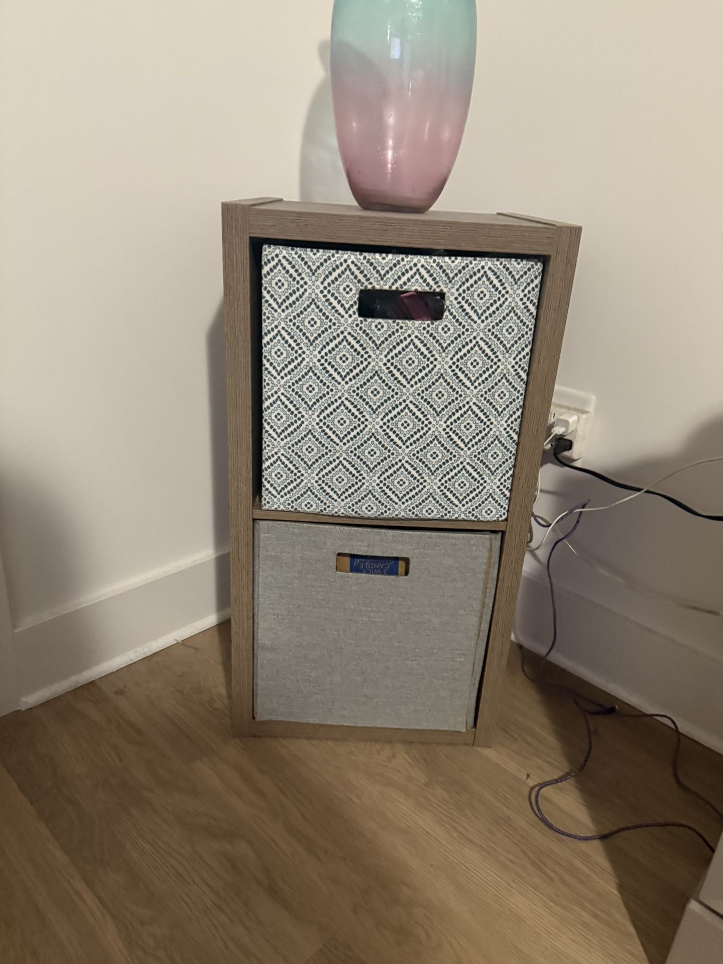 Set of Gray Two Block Cube Storage Bookcase