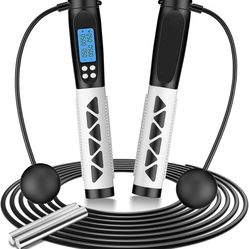 Weighted Jump Rope, BiGosh Speed Rope with Counter LCD Digital Display Smart Cordless Jump Rope with Non-Slip Handle Tangle-Free Ball Bearing Jumping 