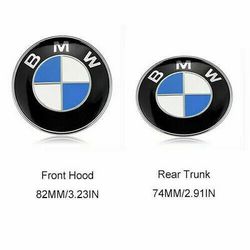 2pcs Replacement For BMW Hood/Trunk Emblem 82 + 74mm With 4 Grommets 