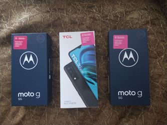 Moto g 5G (two) and TCL 30 XE 5G (one)