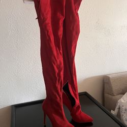 Red Thigh High Boots