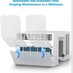 ‎Electactic Window Air Conditioner 12,000 BTU, Window AC Unit Cooling Room 500sq.ft, Dehumidifier Mode and 3 Fan Speed, 24H Timer, Saddle Mount, Quiet