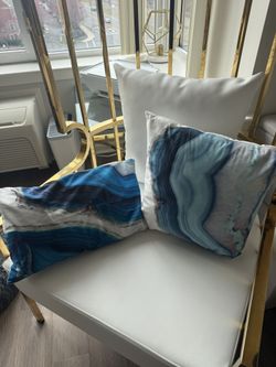 Blisset Royal Navy Blue Ocean Shoreline Wave Design Thow Pillows