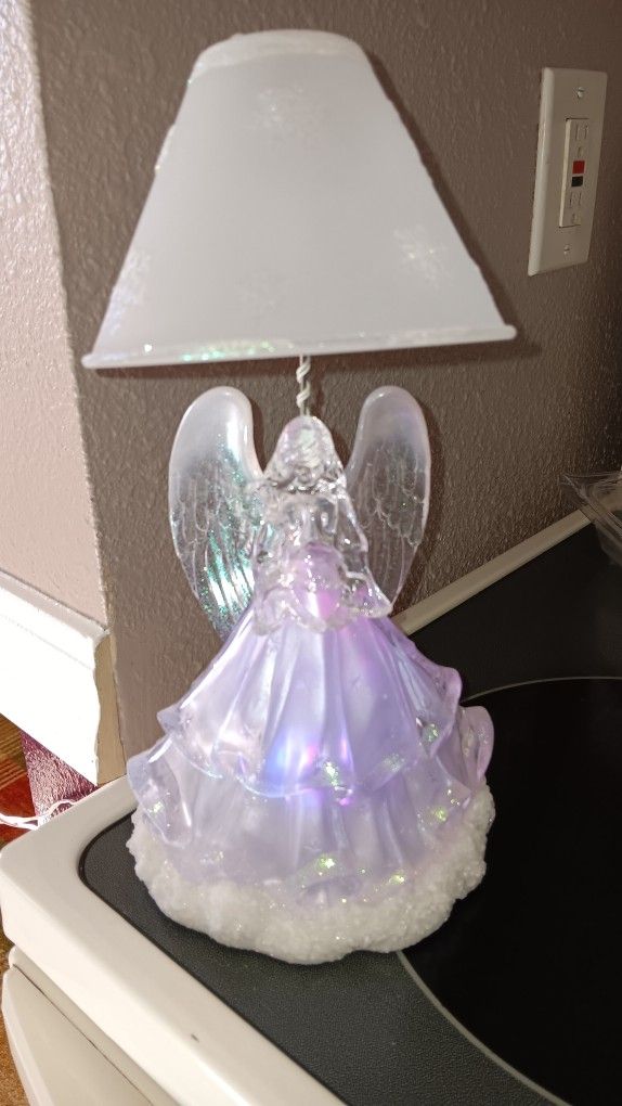 Christmas Light• Vintage 11" Angel Lighted Snow Globe Lamp Shade. Holding Arms for "Baby Within"