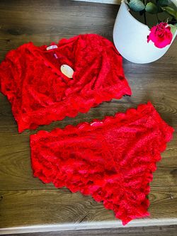 Red Lace Two-Piece Lingerie Set size 4X