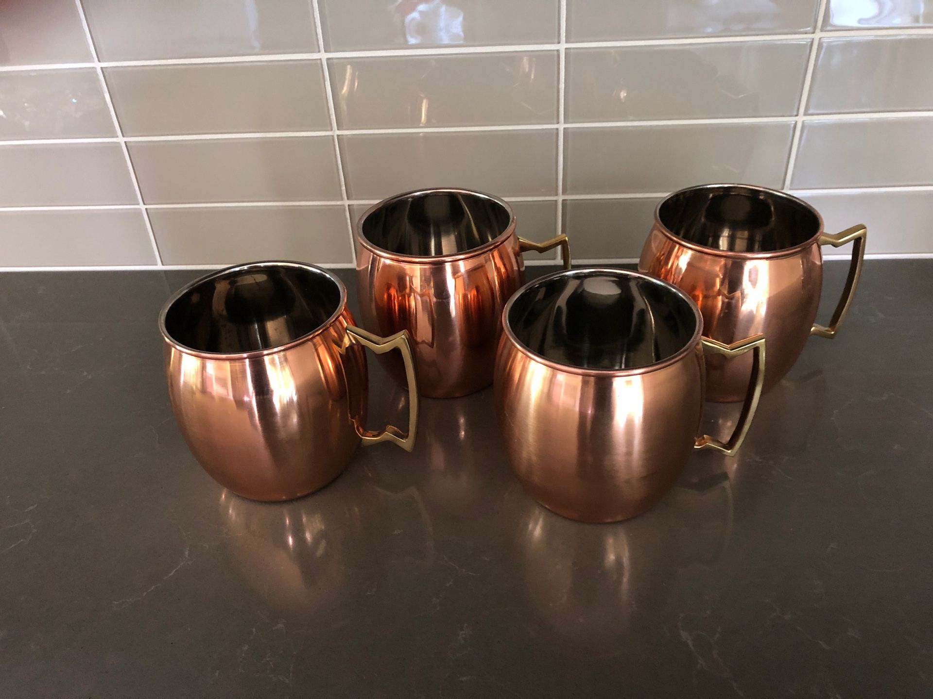 Set of four copper Moscow Mule mugs