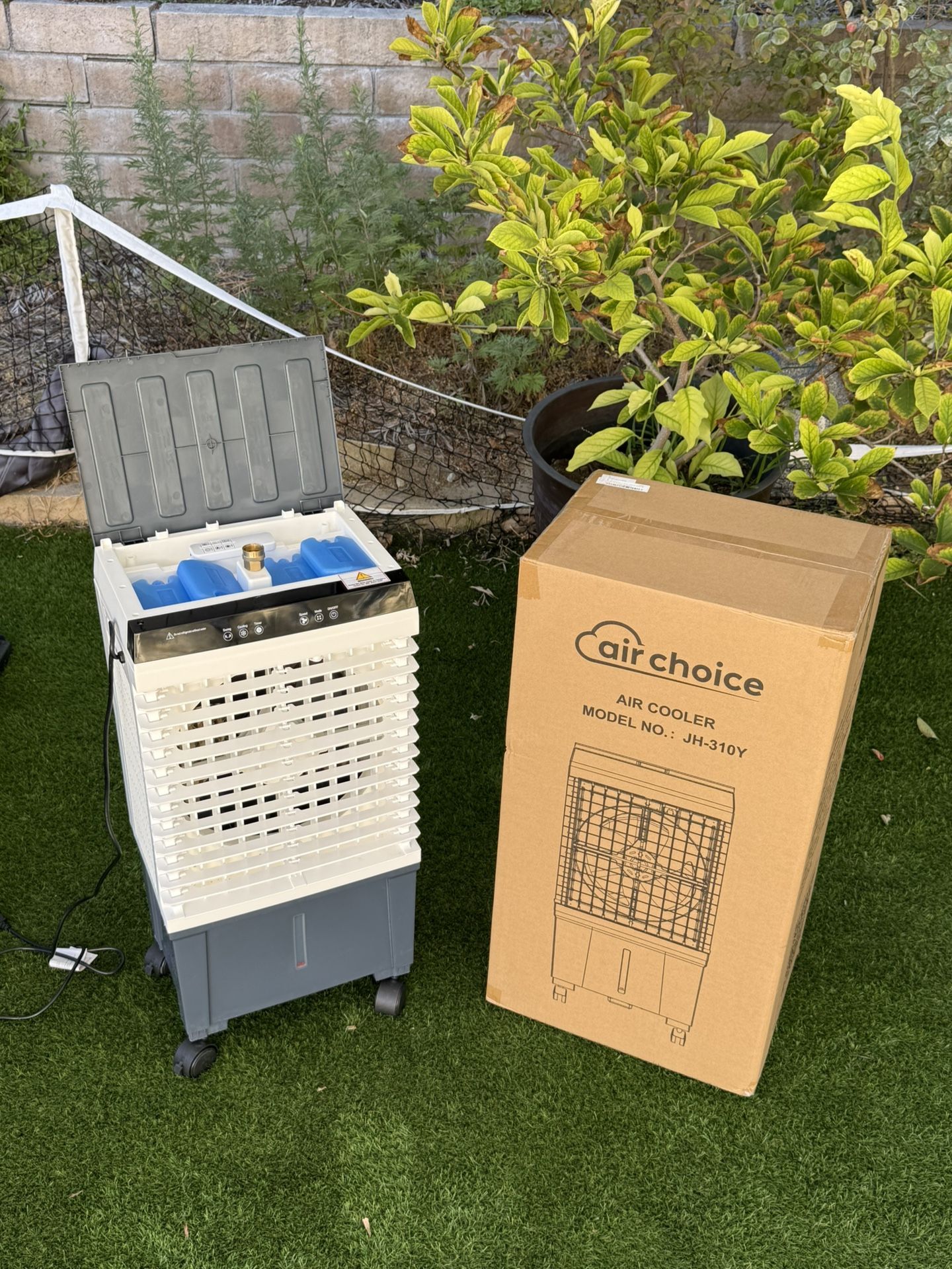 Portable Evaporative Air Cooler, 1800 CFM Swamp Cooler with 4 Ice Box & 5.3 Gal Water Tank, 110° Swing, 3 Speeds, Upgraded Remote, 12H Timer, 3-in-1 A