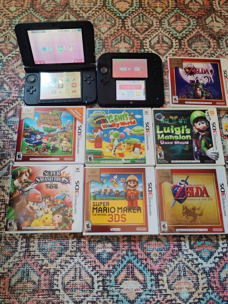 Nintendo 3ds XL 2ds And 8 Games
