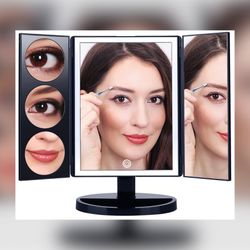 Vanity Lighted Mirror 3x/5x/10x XLarge Magnifying Trifold