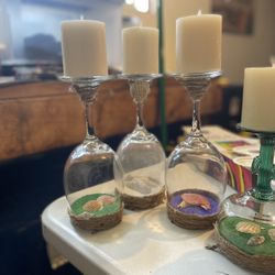 Wine Glass/margarita Glass Candle Holders 