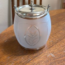 Antique Silver And Cut Glass Biscuit Cookie Jar 