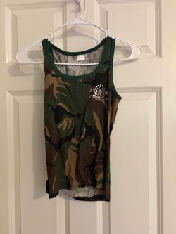 Camo Tank Top with Rhinestone Detail