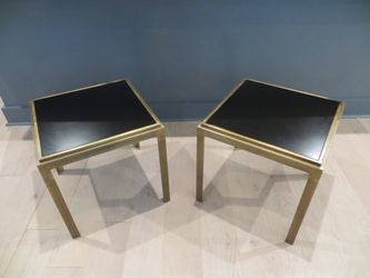 Crate & Barrel Bronze Pascal End Table Pair