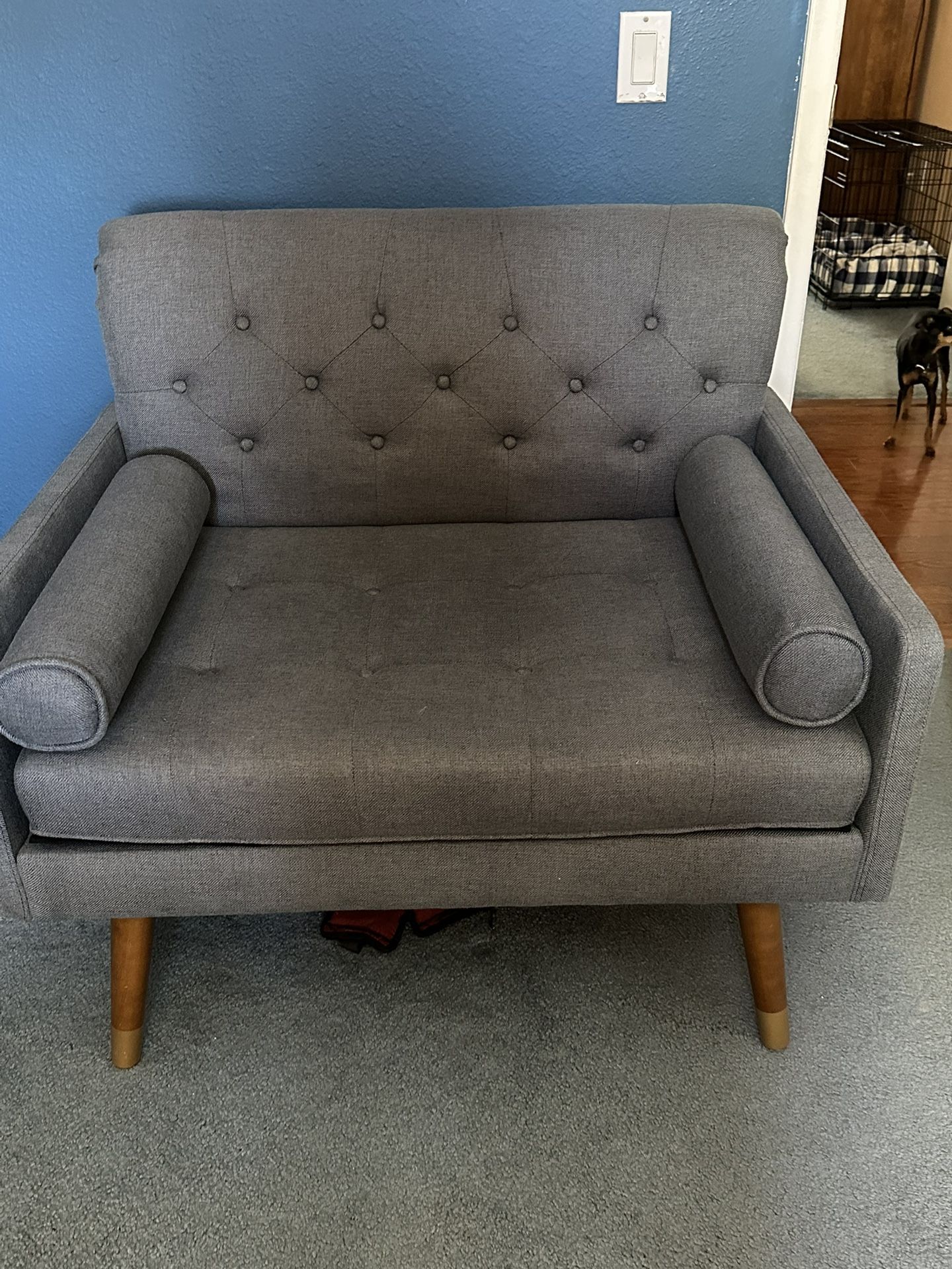 Tufted Upholstered Wide Back Armchair