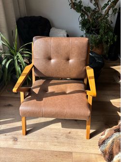 Mid Century Brown Leather Armchair
