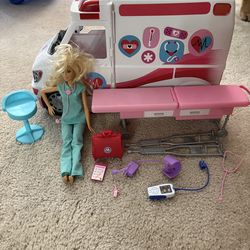 Barbie ambulance with Barbie and accessories