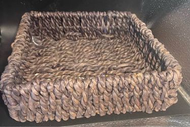 Woven Dark Brown Decorative Basket (9x8x3”)
