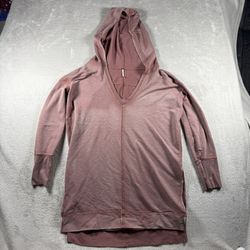 Free People Queen of Hearts Women’s S Pink Tunic Burnout Hoodie Dress #3058