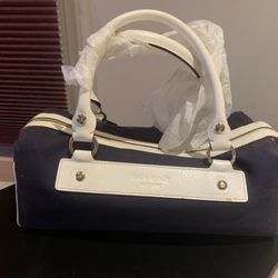 KATE SPADE NY MALLIE M STREET NAVY SATCHEL BAG WKRU0358 NAVY / TALC (458)  13”x 6”x5”
