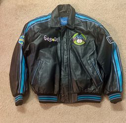 Vintage Winnie The Pooh Eeyore 90s Leather Bomber Jacket Size Large Disney Rare