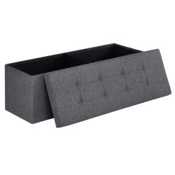 Gray 43 Inches Folding Storage Ottoman Bench, Ottoman Foot Rest