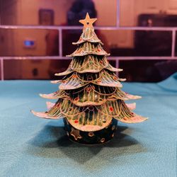 Vintage Stunning Cloisonné Christmas Tree Trinket Box 