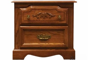 BROYHILL FURNITURE Solid Oak Country French Style 26" Two Drawer Nightstand 6...