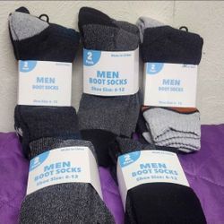NEW- 5 Packs (10 pairs) of Men Boot Socks Size 6 - 12